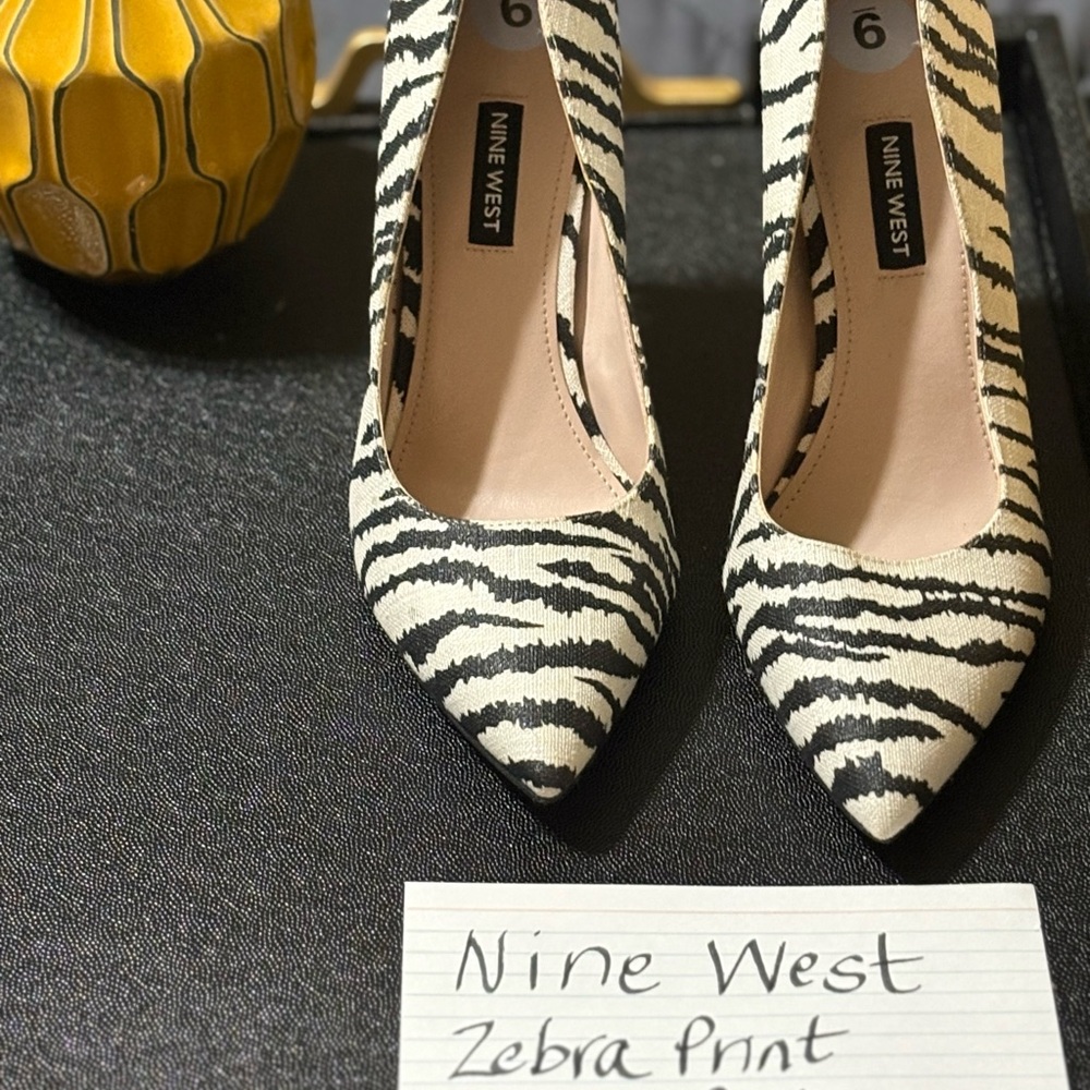 Nine West Black and White Zebra Heels